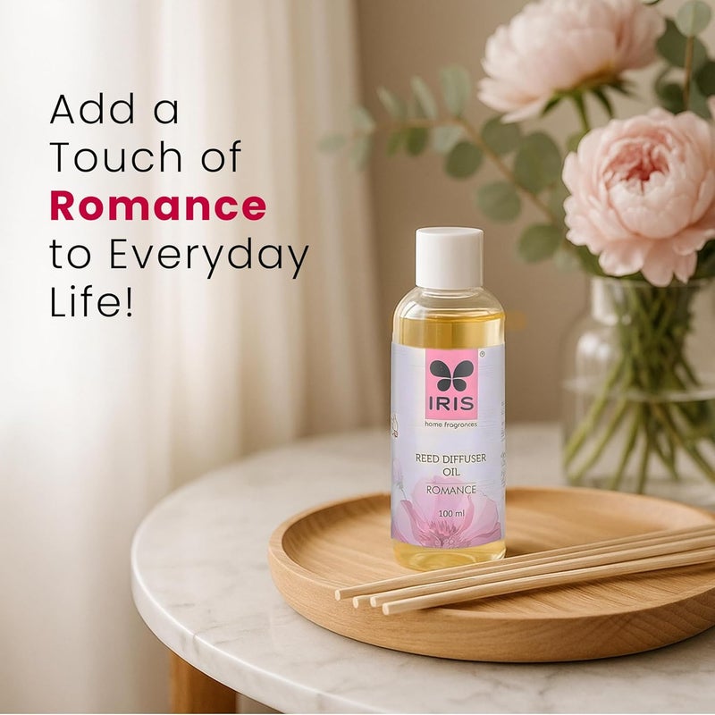 IRIS Home Fragrances Reed Diffuser Refill Pack with 100ml Diffuser Oil and 16 Reed Sticks - A 24hr Aromatic Experience, Truly maintainance Free (Romance) - Image 4