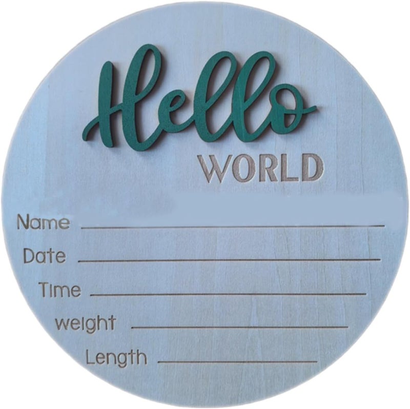 Avocado Green Wooden Name Sign Newborn Birth Announcement Board Photography Prop - Image 1