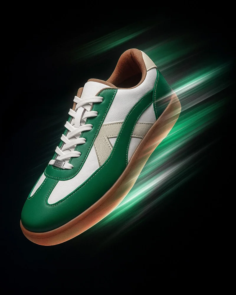 bewakoof Men's White & Green Rippers Jade Color Block Low-Top Sneakers