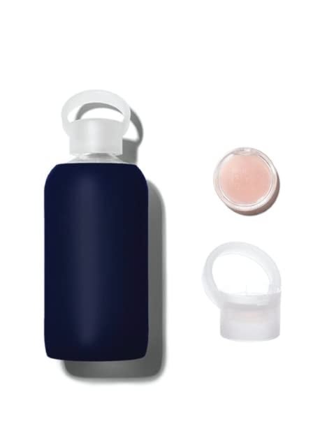 BKR - bkr Little Smooth Fifth Ave Kiss Kit 16 oz  Lip Balm Water Bottle Kit  Glass Water Bottle  Paris Water Balm  Dishwasher Safe  Removable Silicone Sleeve  Replenishable Balm Compact Cap - Image 1