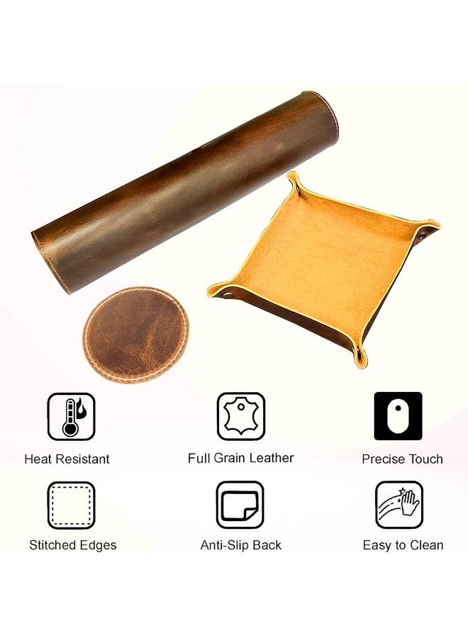 Rustic Town Leather Desk Mat Desk Pad - Full Grain (32x16) Leather Desk Cover Blotter & Protector - Large Computer Keyboard Gaming Table Mat - Desktop Accessories Mouse Pad for Laptop, Office & Home  - Image 3