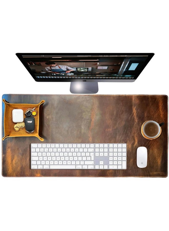 Rustic Town Leather Desk Mat Desk Pad - Full Grain (32x16) Leather Desk Cover Blotter & Protector - Large Computer Keyboard Gaming Table Mat - Desktop Accessories Mouse Pad for Laptop, Office & Home  - Image 1