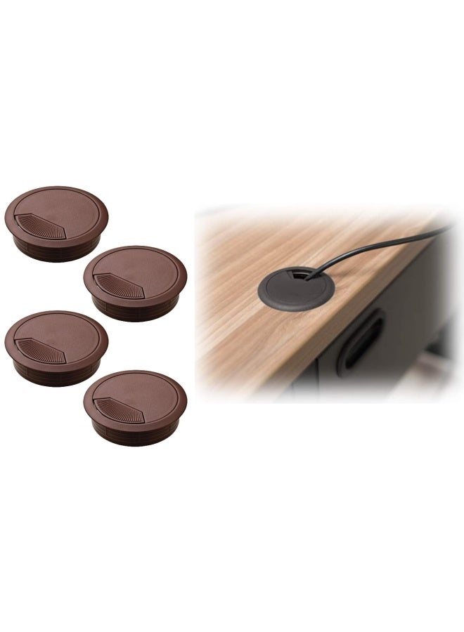 ROBUSTLINE Set Of 4 Cable Cover For Table 80Mm Dark Brown Desk Cord Grommets Wire Cable Hole Cover For Office Pc Desk Cable Cord Cover Black 