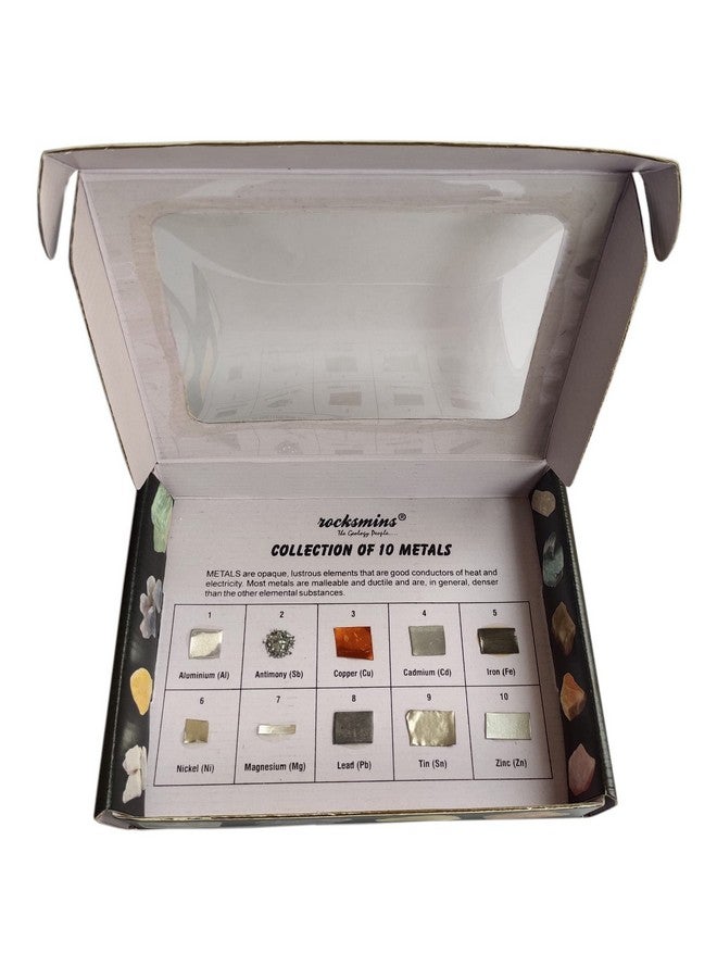 rocksmins Me10Wm Metals Collection (Collection Of 10 Basic Metals) For Education School Education Samples Activity Geology Earth Science Memory Great Educational Stem Toys For Kids,Multicolor - Image 1