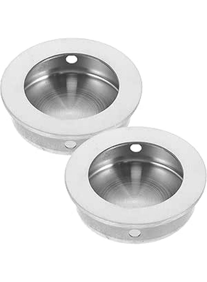 Recessed Cabinet Handle 304 Stainless Steel Round Pull 50mm Diameter 40mm Mounting Hole Set of 2 for Sliding Doors - Image 1