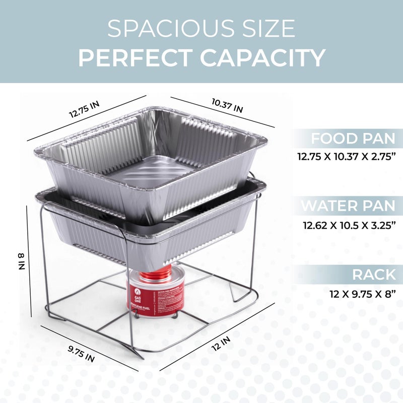 Alpha Living 6 Pack - Disposable Chafing Dish Buffet Set, Half Size Pans, Welded Body Food Warmers for Parties, Fuel Cans Complete Set, Warming Trays - Image 3
