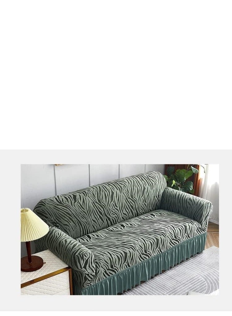 تراسل غطاء أريكة سميك مع تنورة، غطاء كامل قابل للتمدد مقاوم للغبار، غطاء أريكة منشفة، غطاء أريكة مزيج من الألوان النقية لحماية الأثاث - Image 2