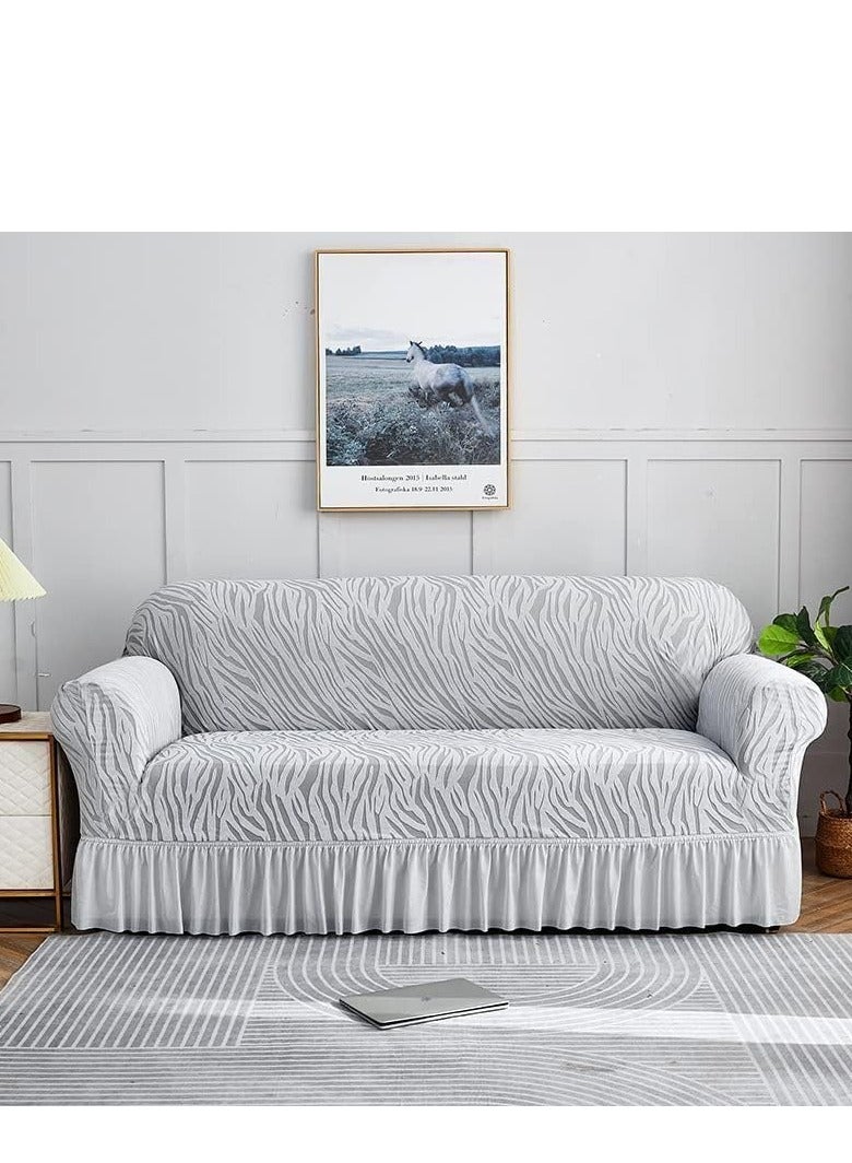تراسل غطاء أريكة سميك مع تنورة، غطاء كامل قابل للتمدد مقاوم للغبار، غطاء أريكة منشفة، غطاء أريكة مزيج من الألوان النقية لحماية الأثاث - Image 1
