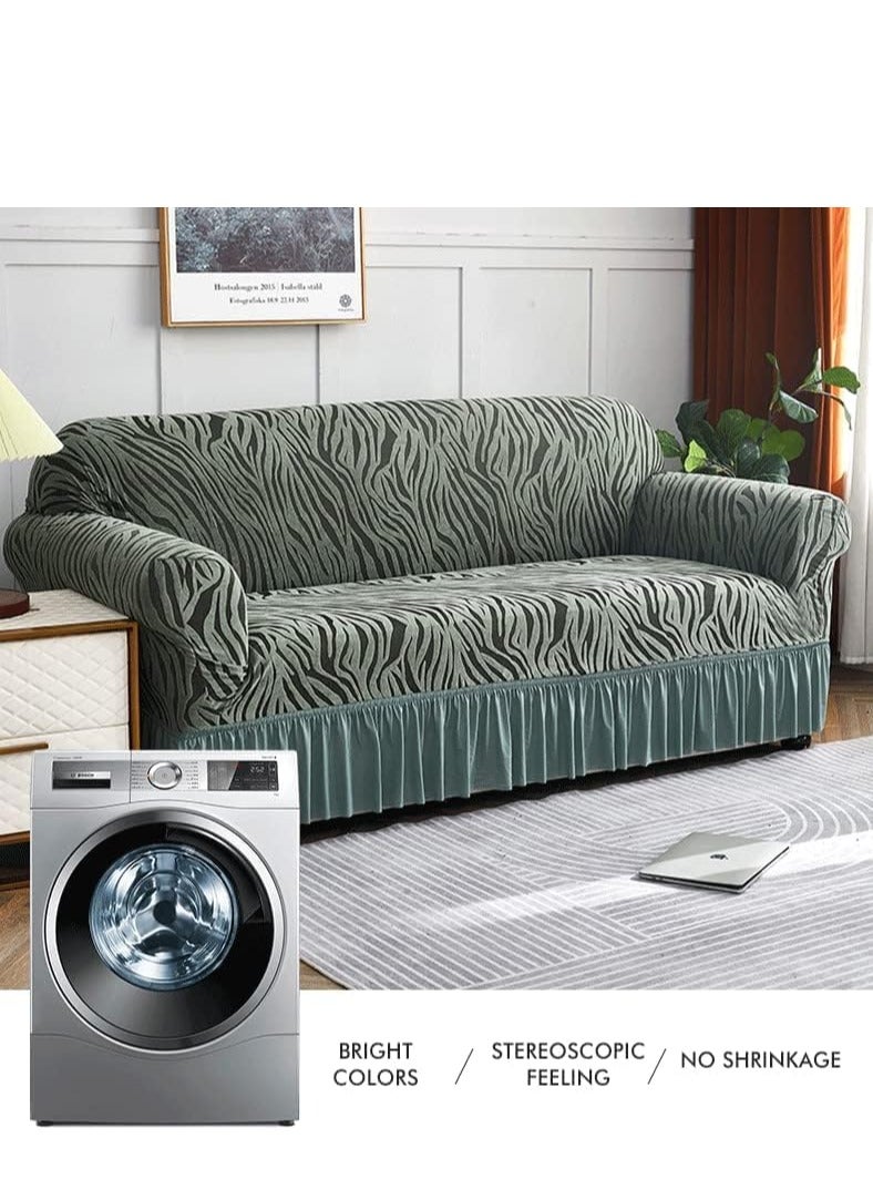 تراسل غطاء أريكة سميك مع تنورة، غطاء كامل قابل للتمدد مقاوم للغبار، غطاء أريكة منشفة، غطاء أريكة مزيج من الألوان النقية لحماية الأثاث - Image 3