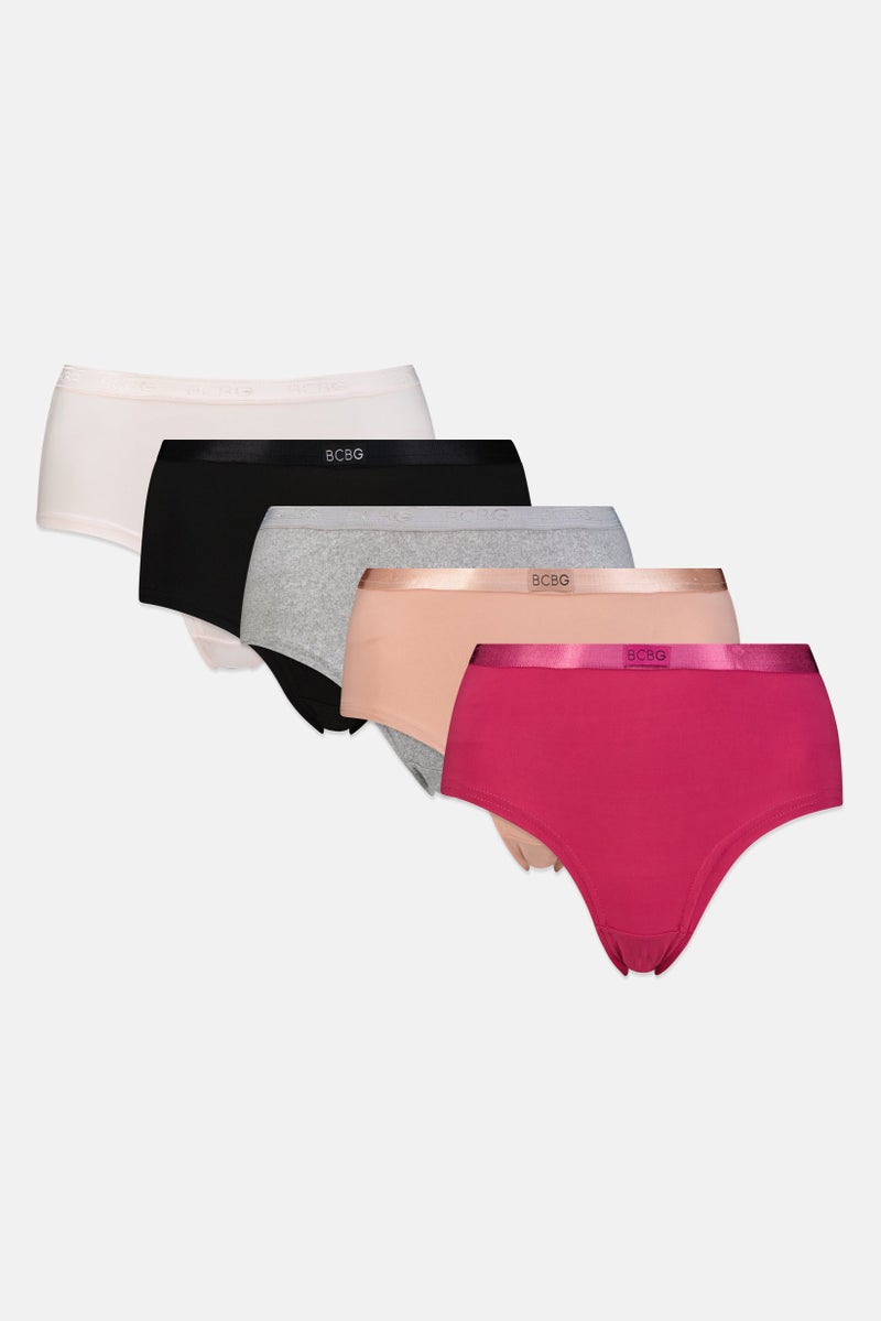 BCBGeneration Women 5 Pieces Brand Logo Underwear Panties, Multicolor - Image 1