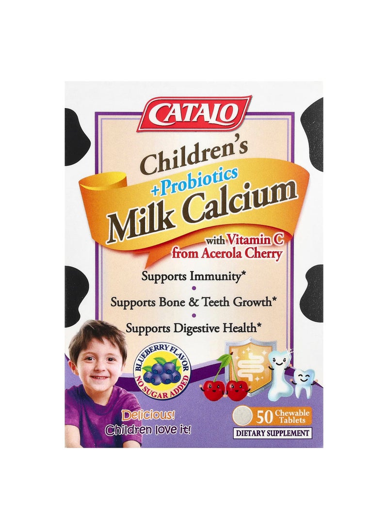 Children's Milk Calcium + Probiotics with Vitamin C , 50 Chewable Tablets