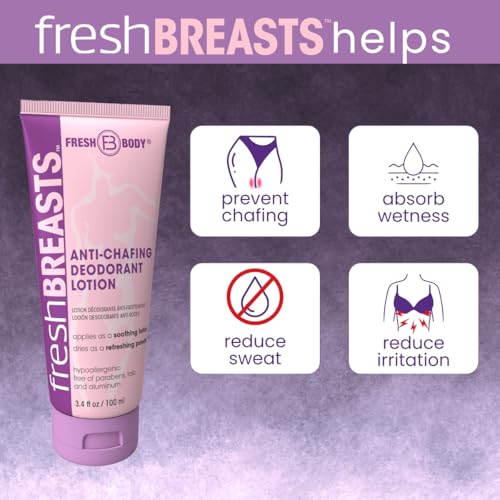Fresh Body FB Fresh Breasts Anti-Chafing Cream Deodorant Lotion to Powder, 3.4 Fl Oz (4 Pack) Whole Body Anti-Friction for Women, Inner Thighs & Areas that Sweat, No Talc, Aluminum & Fragrance - Image 3