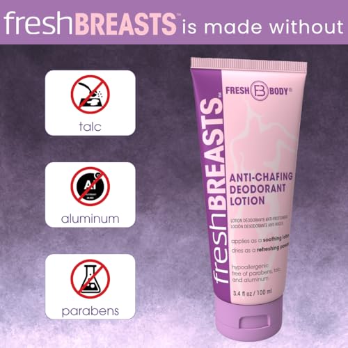 Fresh Body FB Fresh Breasts Anti-Chafing Cream Deodorant Lotion to Powder, 3.4 Fl Oz (4 Pack) Whole Body Anti-Friction for Women, Inner Thighs & Areas that Sweat, No Talc, Aluminum & Fragrance - Image 5