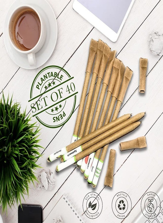 THE GREEN CHAPTER Seed Blue Ball Pens Plantable Recycled Stationary Paper Set Seed Ball Pen Gift Set of 40 | Corporate Gift Herb and Flower Seed | Blue Seed Plantable Pens - Image 3