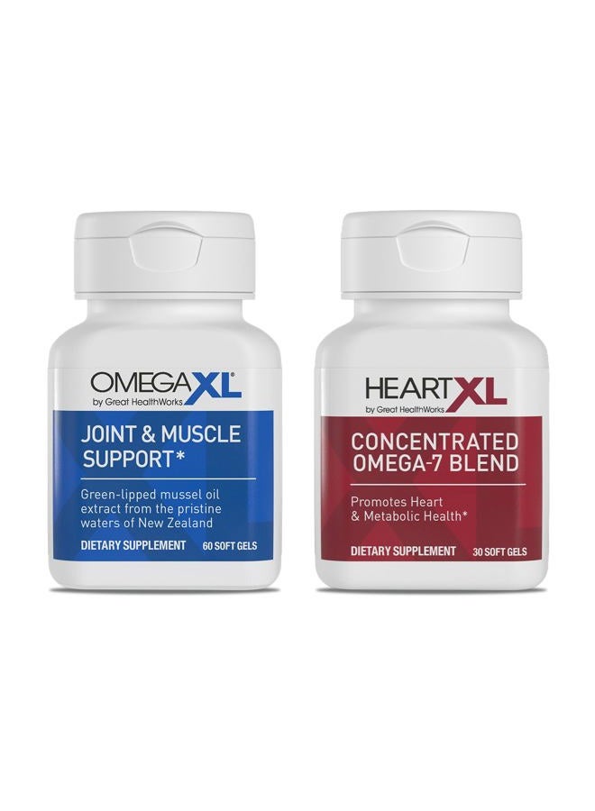 OmegaXL Bundle 2 Pack - Omega XL 60 Count Joint Pain Omega 3 Supplement + HeartXL 30 Count Omega 7 - Image 1