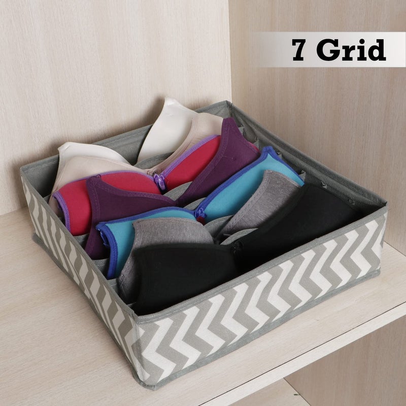 HOKIPO HOKIPO Fabric Undergarment Organizer Storage Box For Drawers Bra Panty Socks Tie Lingerie Organizer For Wardrobe 7 Grid Grey Ar3917 Drawer Organizers  - Image 4