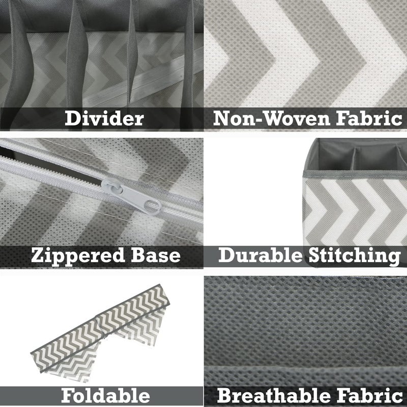 HOKIPO HOKIPO Fabric Undergarment Organizer Storage Box For Drawers Bra Panty Socks Tie Lingerie Organizer For Wardrobe 7 Grid Grey Ar3917 Drawer Organizers  - Image 5