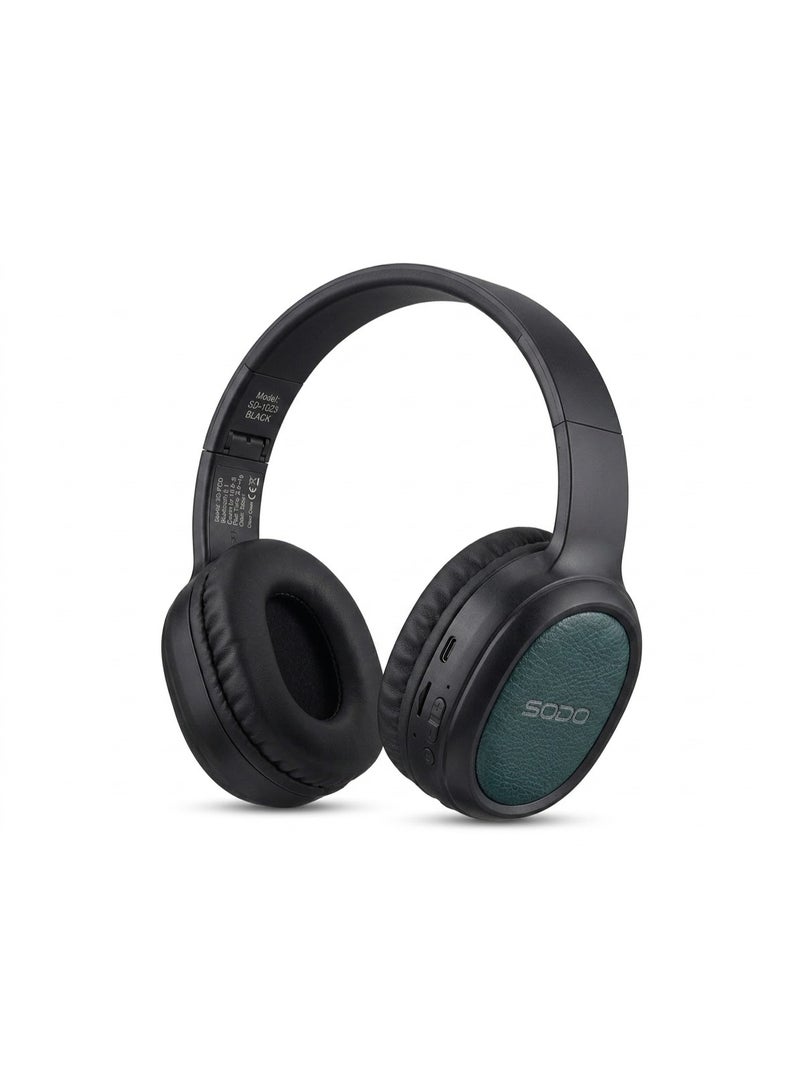سودو SD-1023 سماعات رأس لاسلكية بلوتوث 5.1 فوق الأذن مع ميكروفون وفتحة بطاقة TF، أسود - Image 1