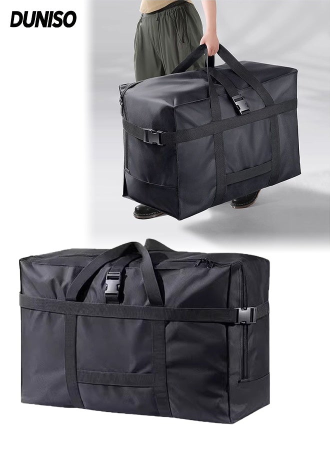 DUNISO Oversized Waterproof Storage Bag With Zips ，Reusable Big Bag is suitable for Duvet, Laundry, Clothes and Quilt，Extra Large Oxford Material Storage Bag Organizer with Reinforced Handles，Black - Image 1