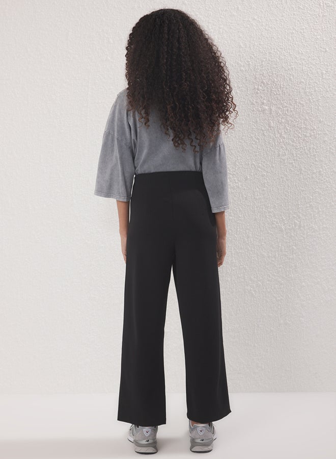 trendyol Black Crepe Ribbed Knitted Pants - Image 4