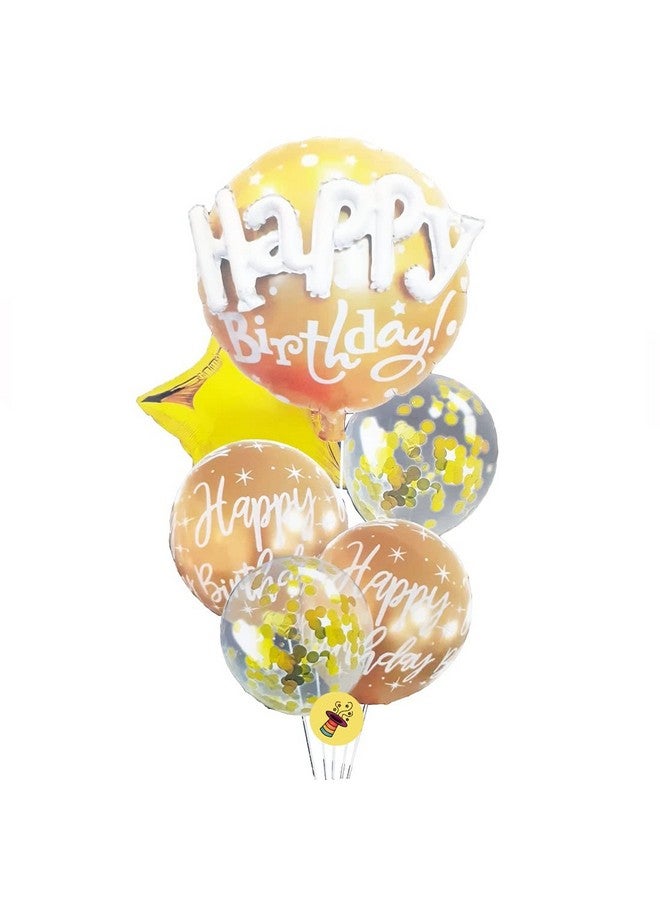 Atpata Funky 3D Happy Birthday Foil Balloons Bouquet (Gold) (Foil-3DHBD) - Image 1