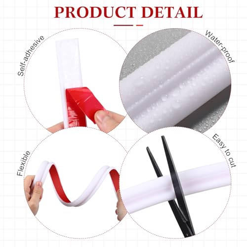 Innconee 65.6ft Peel and Stick Molding Chair Rail Panel Flexible Crown Molding Trim Self Adhesive Panel Moulding Decor Lines for Wall Door Cabinet Frame Mirror Window Border(1.25 Inch X 65.6 ft,White) - Image 3