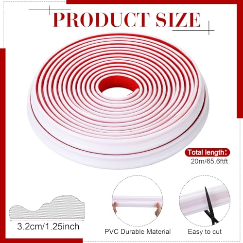 Innconee 65.6ft Peel and Stick Molding Chair Rail Panel Flexible Crown Molding Trim Self Adhesive Panel Moulding Decor Lines for Wall Door Cabinet Frame Mirror Window Border(1.25 Inch X 65.6 ft,White) - Image 2