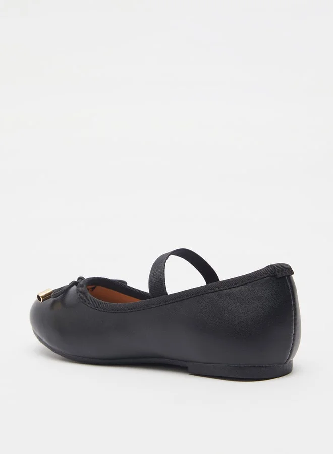 جونيورز Girls Round Toe Ballerina Shoes with Elastic Strap Detail with Cushioning