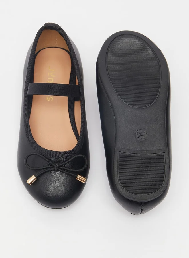 جونيورز Girls Round Toe Ballerina Shoes with Elastic Strap Detail with Cushioning