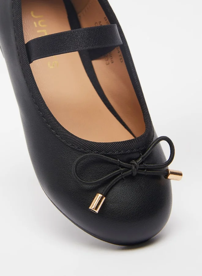 جونيورز Girls Round Toe Ballerina Shoes with Elastic Strap Detail with Cushioning