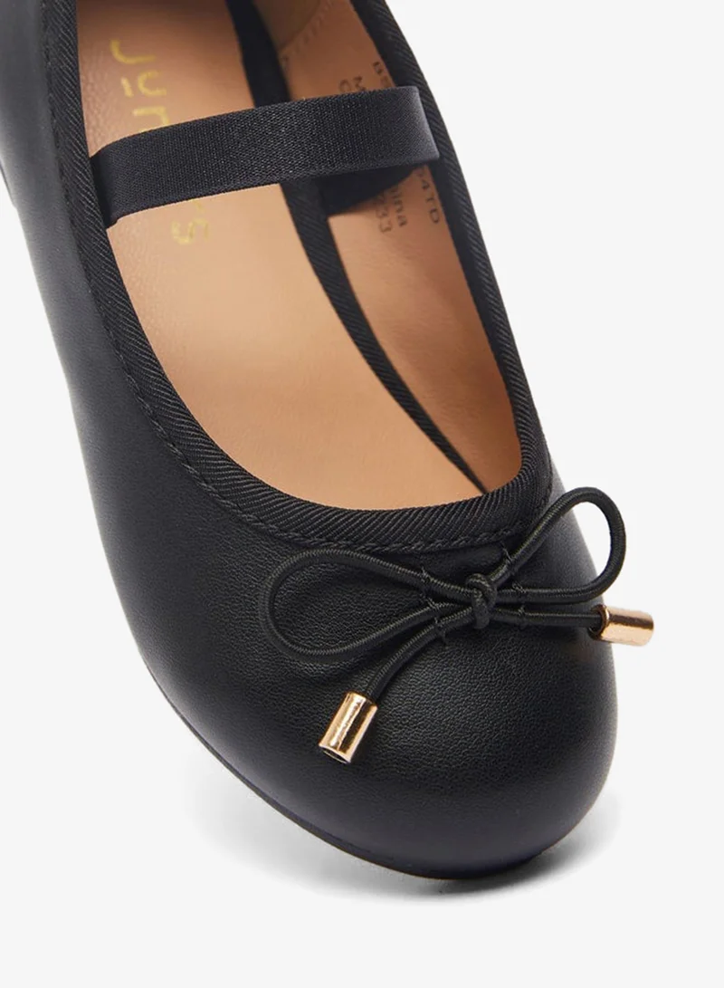 جونيورز حذاء باليرينا دائري للبنات بشريط مطاطي مبطن