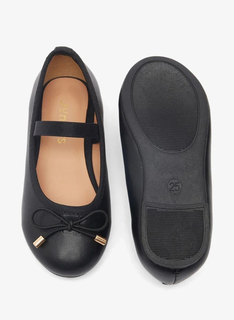 جونيورز حذاء باليرينا دائري للبنات بشريط مطاطي مبطن