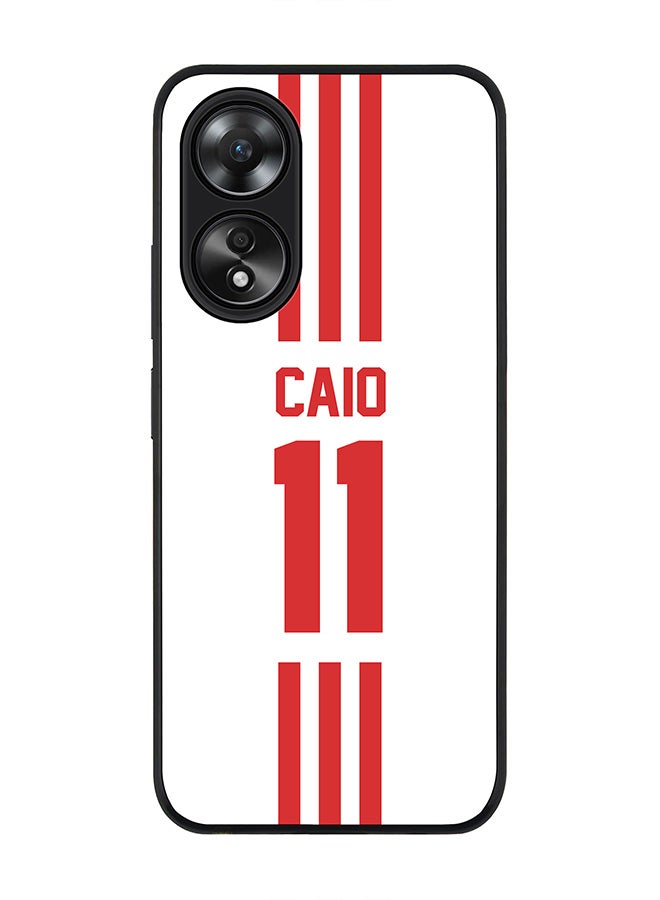 Stylizedd Rugged Black edge case for Oppo A58 4G, Slim fit Soft Case Flexible Anti Drop TPU Gel Thin Cover- Football Team-UAE, Player Name-Caio - Image 1