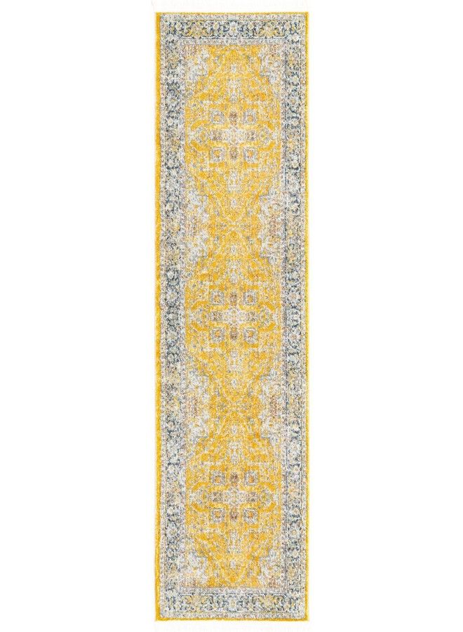 Unique Loom Baracoa Collection Area Rug Prado (2' 2" X 8' Runner Yellow Ivory) - Image 3