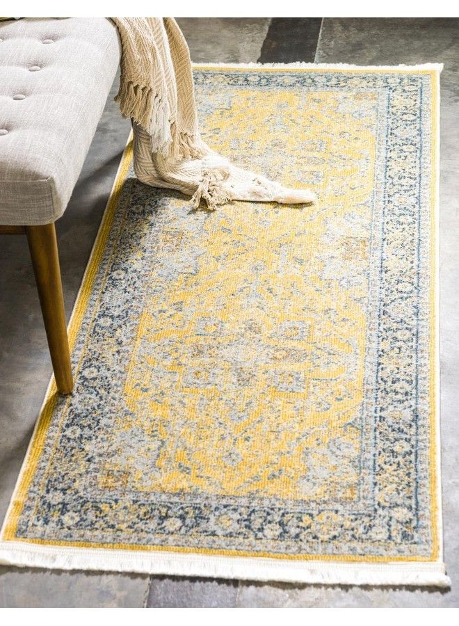 Unique Loom Baracoa Collection Area Rug Prado (2' 2" X 8' Runner Yellow Ivory) - Image 2