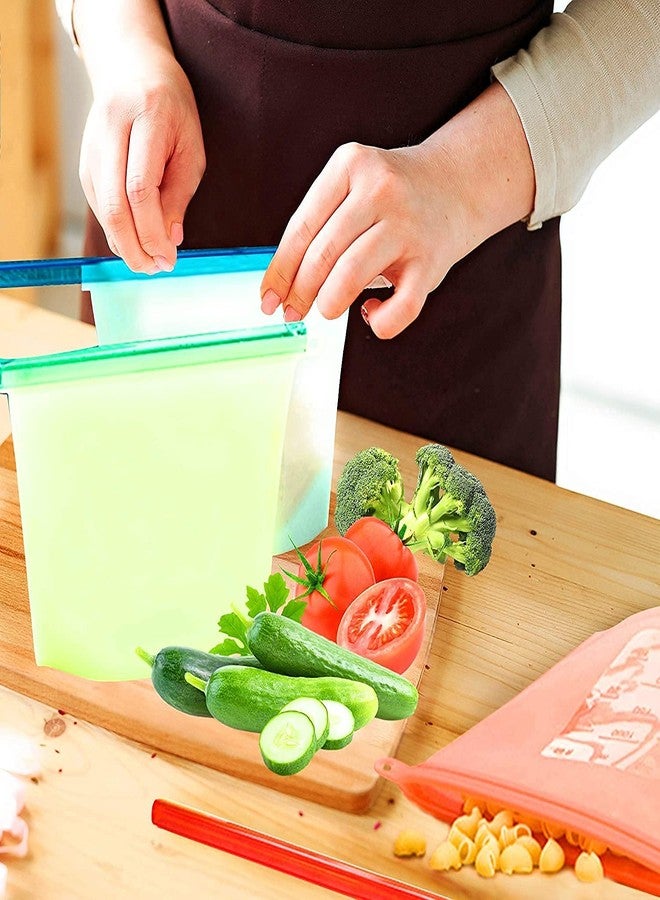 Ansawi Silicone Reusable Storage Container Preservation Leakproof Ziplock Bag for Food, Snack, Vegetable, Meat for Fridge and Microwave (1000 ml, 8.5 X7 X 2 Inch) - Pack of 1 - Image 5