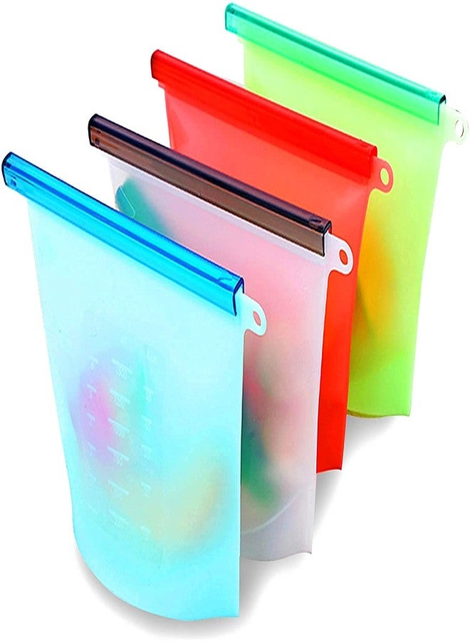 Ansawi Silicone Reusable Storage Container Preservation Leakproof Ziplock Bag for Food, Snack, Vegetable, Meat for Fridge and Microwave (1000 ml, 8.5 X7 X 2 Inch) - Pack of 1 - Image 1