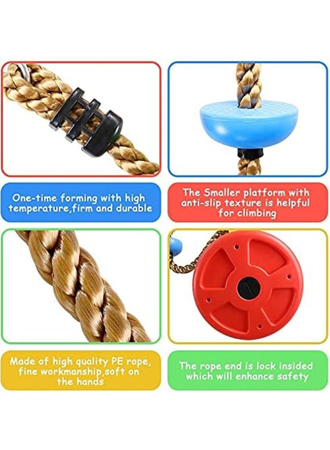 general Climbing Rope Tree Swing with Platforms and Disc Swing Seat Set Outdoor Playground Accessories for Kids Including Hanging Strap Carabiner - Image 3