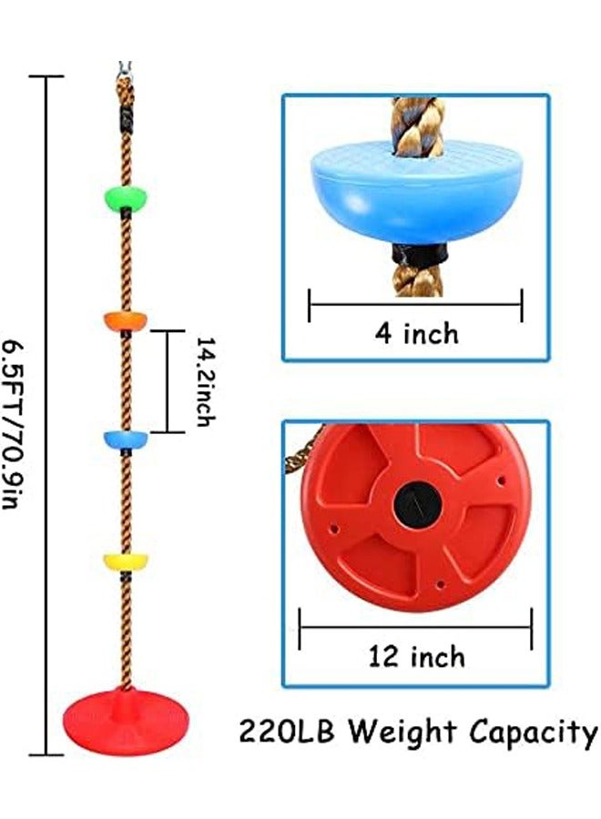 general Climbing Rope Tree Swing with Platforms and Disc Swing Seat Set Outdoor Playground Accessories for Kids Including Hanging Strap Carabiner - Image 4