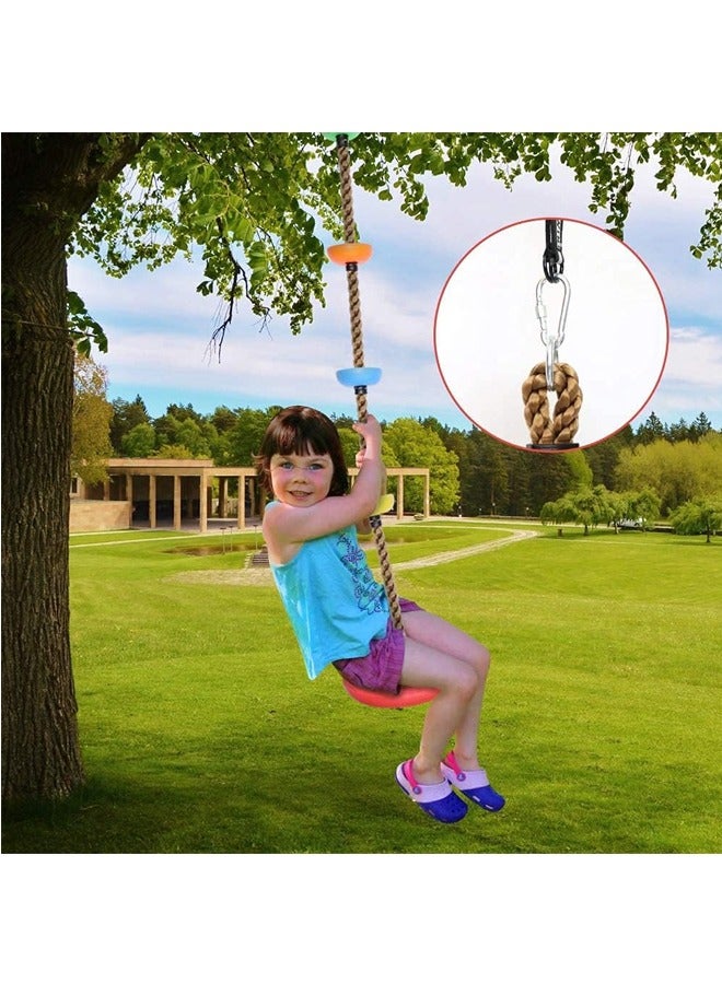 general Climbing Rope Tree Swing with Platforms and Disc Swing Seat Set Outdoor Playground Accessories for Kids Including Hanging Strap Carabiner - Image 5