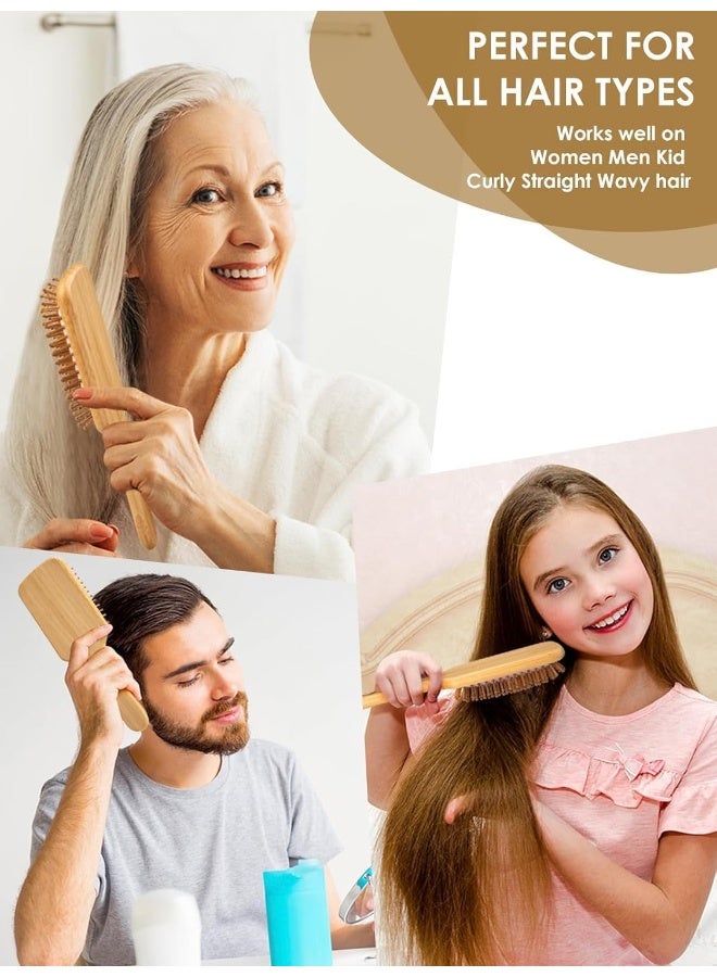 MOMENT 2Pcs Wet Hair Brush Bamboo Detangling Brush Natural Wooden Paddle Organic Brush For Women Men Kids Scalp Massage Anti-Static, Reducing Hair Breakage Adding Shine - Image 3