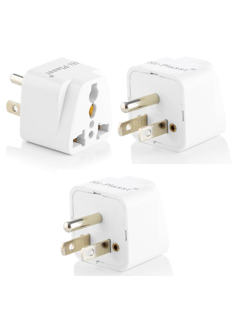HI PLASST PINS N PLUGS HiPlasst Pack of 3 US Travel Adapter Converter 3 Pin Type B Plug with Universal Socket India to USA Converter for United States Canada Mexico Japan Taiwan Philippines  - Image 1