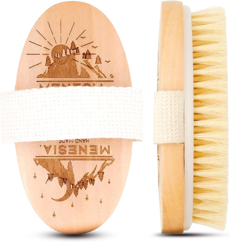 Dry brushing body brush - Exfoliating Brush for Flawless Skin, Lymphatic Drainage & Blood Circulation Improvement - Soft Bristle Bath Brush for Dry Skin - Exfoliating Body Scrubber&Foot Peel(Sun&Moon)