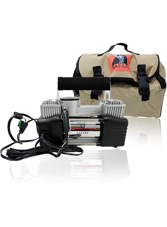 سفاري ضاغط هواء محمول عالي التحمل بقوة 12 فولت، أسطوانة مزدوجة، منفاخ إطارات السيارة - Image 3