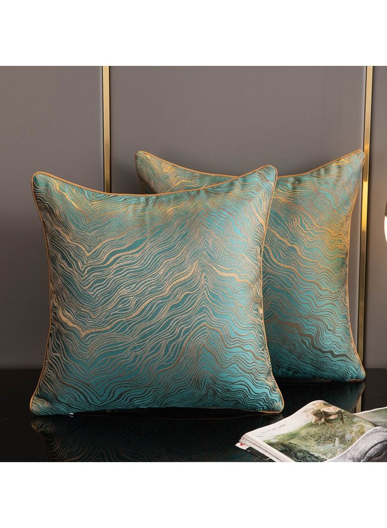 ميستي بلو مجموعة من قطعتين من أغطية الوسادة الفاخرة عالية الكثافة من الجاكار مقاس 18x18 بوصة ، وسائد زينة منزلية على الوجهين بنمط مزدوج ، مجموعة من أغطية الوسائد ، جراب وسادة مربع 45x45 سم لأريكة الأريكة (أخضر) - Image 1
