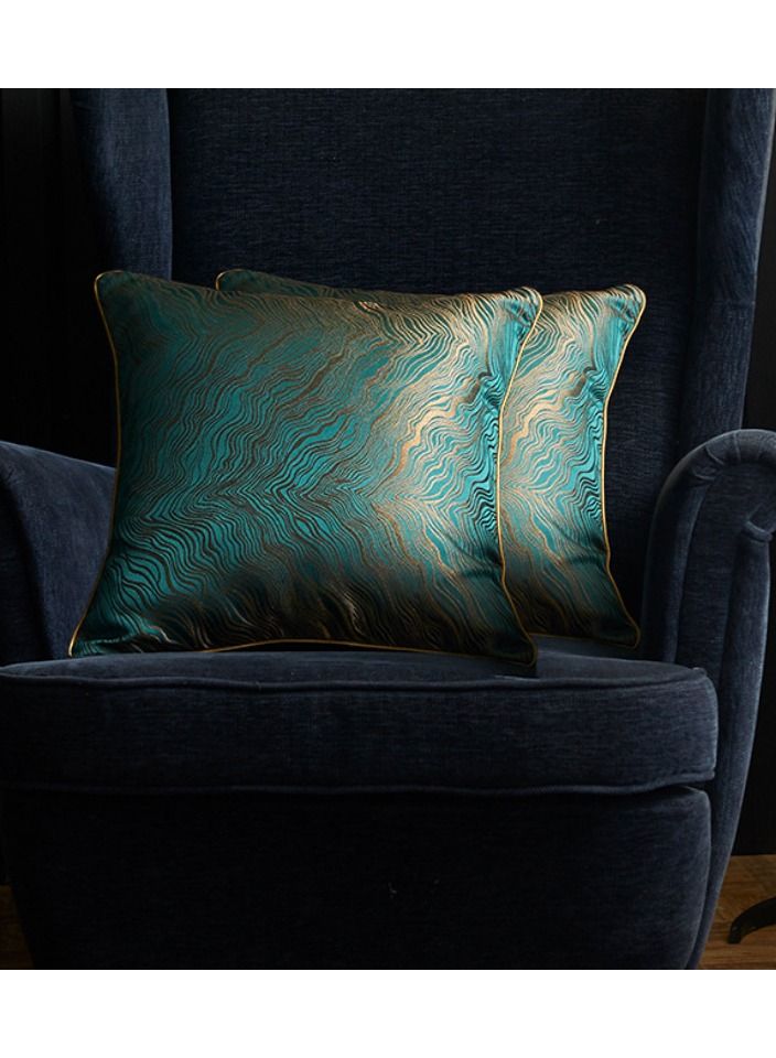 ميستي بلو مجموعة من قطعتين من أغطية الوسادة الفاخرة عالية الكثافة من الجاكار مقاس 18x18 بوصة ، وسائد زينة منزلية على الوجهين بنمط مزدوج ، مجموعة من أغطية الوسائد ، جراب وسادة مربع 45x45 سم لأريكة الأريكة (أخضر) - Image 2