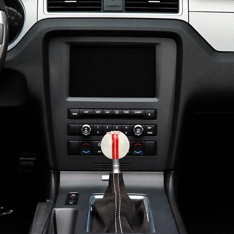 5 Speed Gear Shift Knob Resin Material Ergonomic Design For Mustang 1967 2018 White Red Quickly Identify Gear And Shift Smoothly With 3 Adapters - Image 4