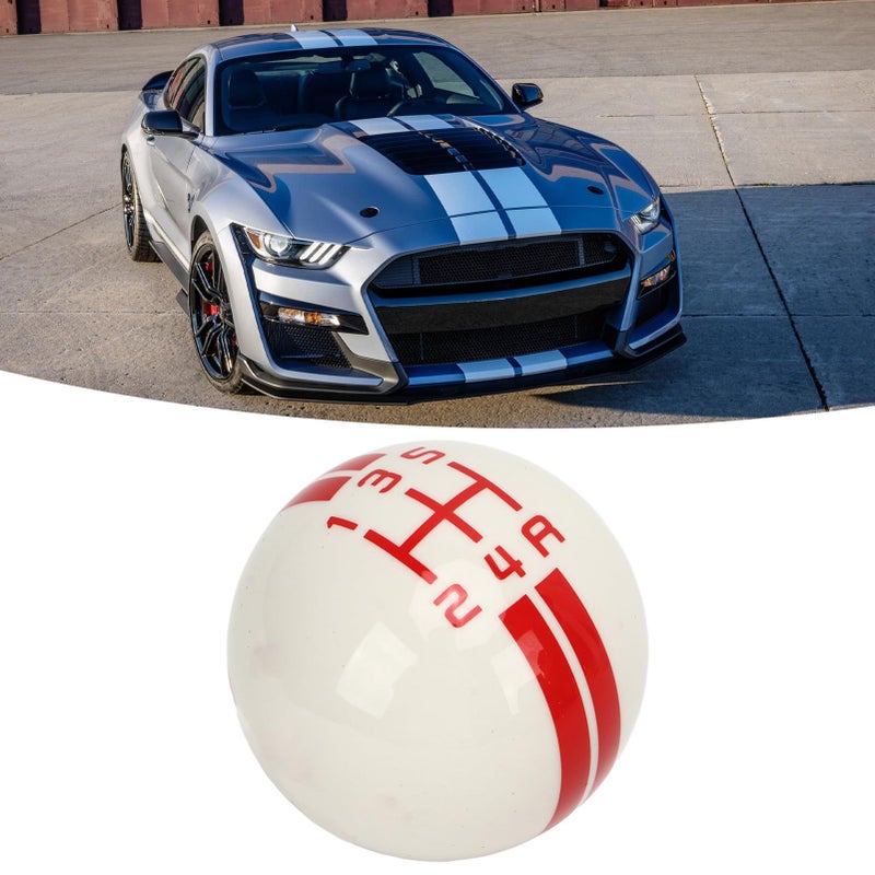 5 Speed Gear Shift Knob Resin Material Ergonomic Design For Mustang 1967 2018 White Red Quickly Identify Gear And Shift Smoothly With 3 Adapters - Image 3
