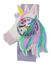 Creative Kids Cartoon Animal Slap Watches Colorful long hair Unicorn 