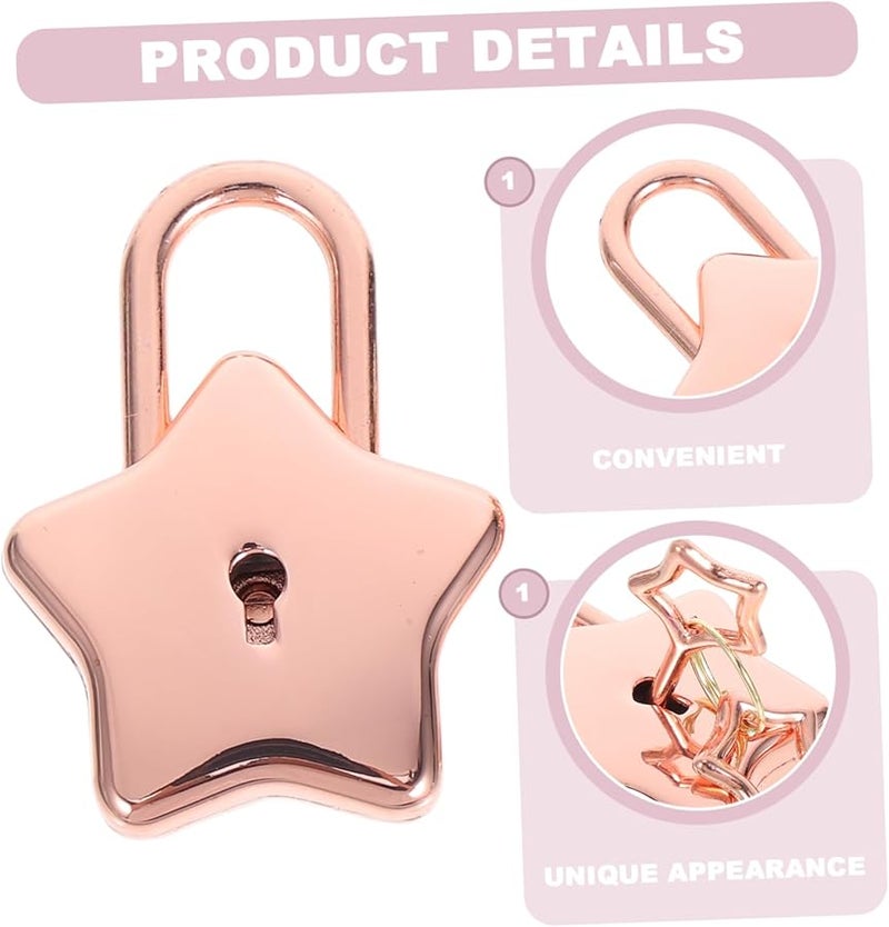 Tehaux Star Shape Mini Padlock For Notebook Diary DIY Decor Suitcase Locker - Image 4